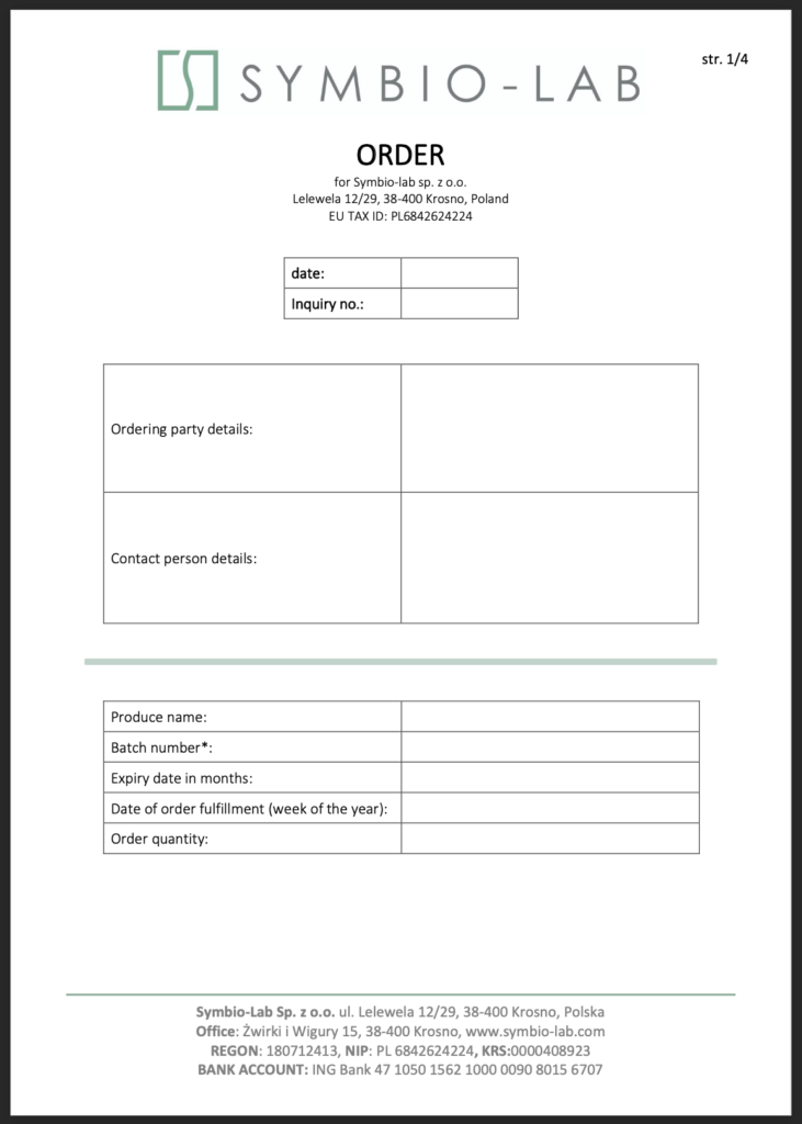 Order form symbio lab symbio lab